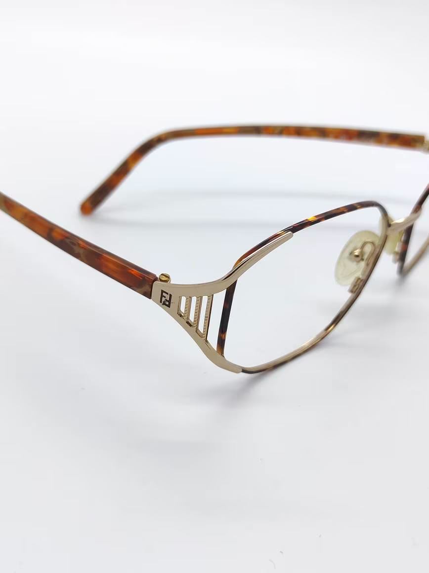 Vintage Fendi Blonde Tortoise Gold Eyeglass Frames Mod F20 No Lenses