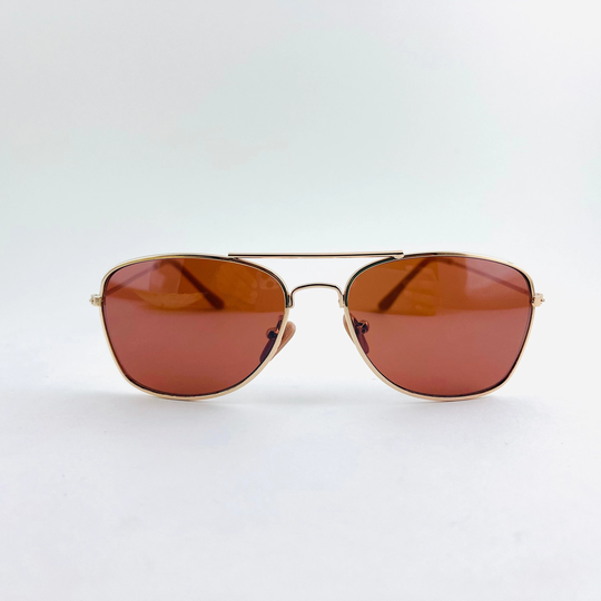True Vintage Deadstock 90S Gold Wire Pilot Aviator Sunglasses Brown Lens