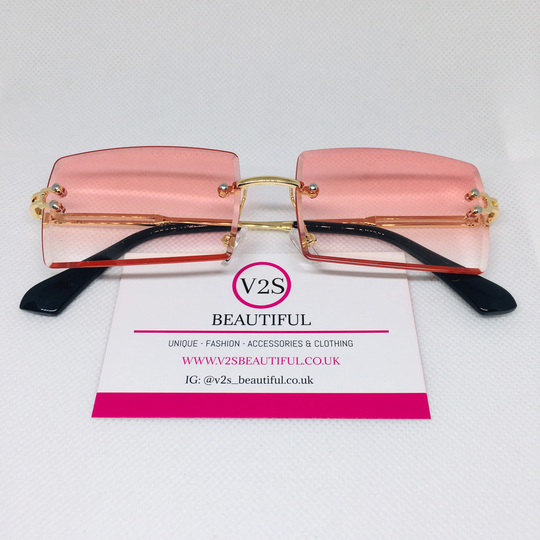 Y2K Rimless Vintage Sunglasses, 2000S Sunglasses, Accessories, 1999S & Fashion Style Glasses, Gold Pink