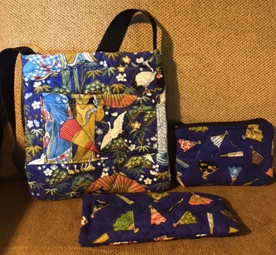 Blue Crane Purse Set