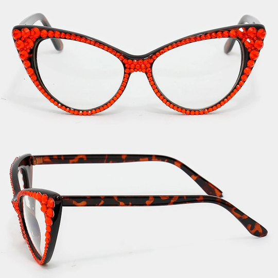 Swarovski Stone Optical Glasses, 1950S Styled Vintage Rhinestone Cat Eyeglasses, Unique Birthday Gift For Your Wife