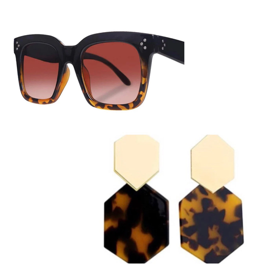 Trendy Sunglasses & Acrylic Earrings Prefect Gift For Mom, Sis, Friend, Teen
