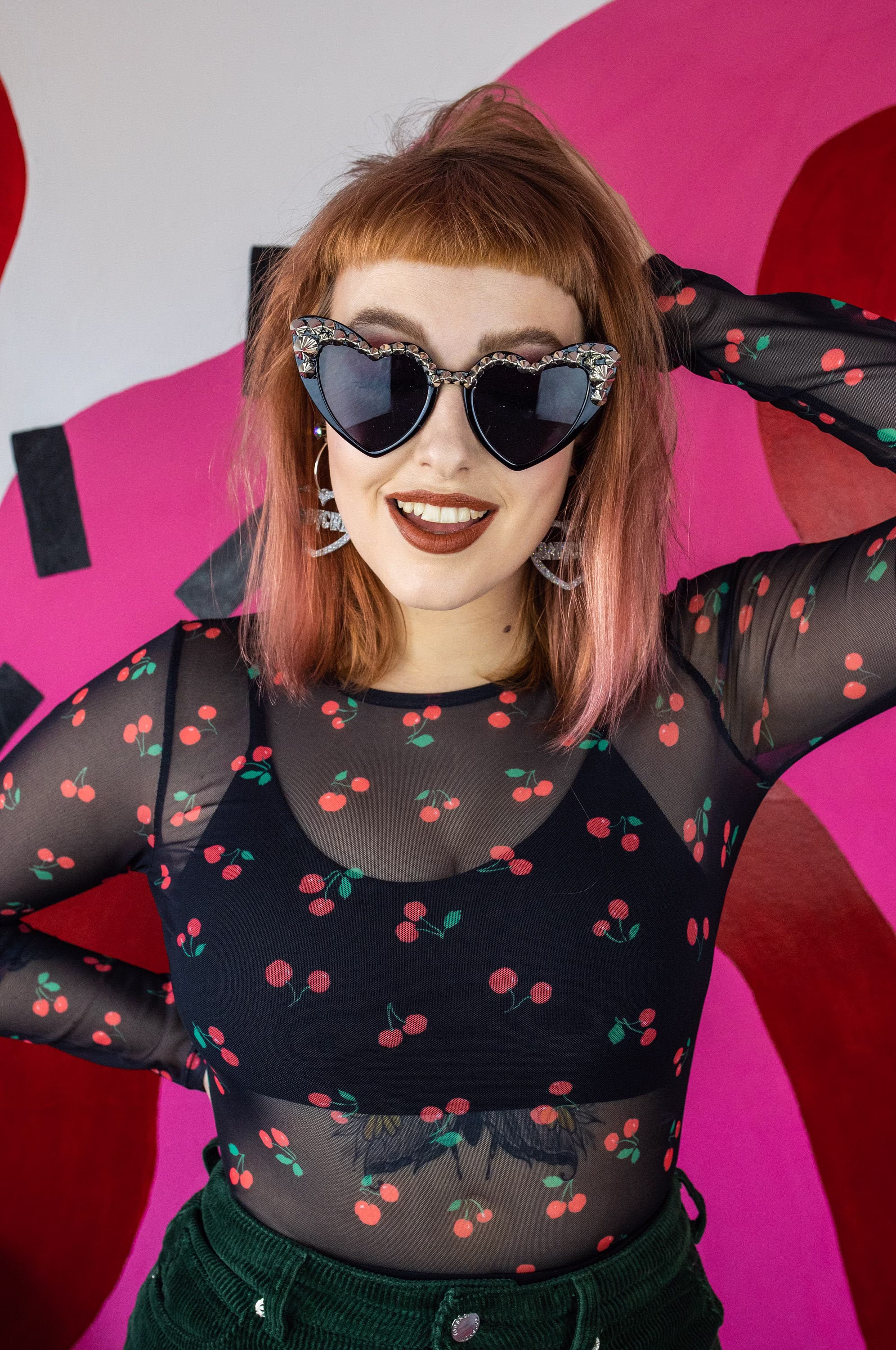 Heart Shaped Studded Sunglasses