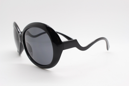 Y2K Round Vintage Sunglasses. Oversized Black Gloss Frame With Crazy Abstract Arms. Womens 70S Style