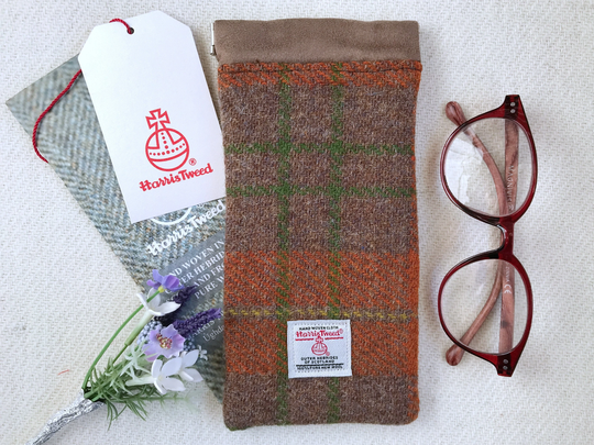 Russet Tartan Harris Tweed Sunglasses Or Reading Glasses Case - Protect Your
