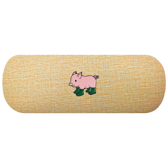 Pig in Boots Glasses Case. Green Wellies Spectacle Piglet in Wellingtons Reading Eyeglasses Farm Animal Birthday Gift