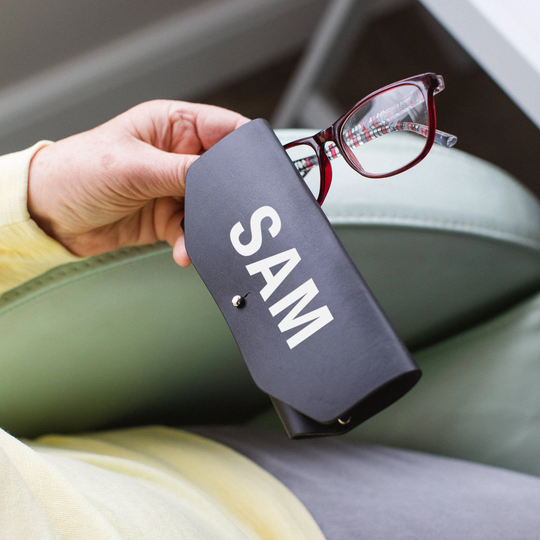 Personalised Leather Glasses Case Handmade in England