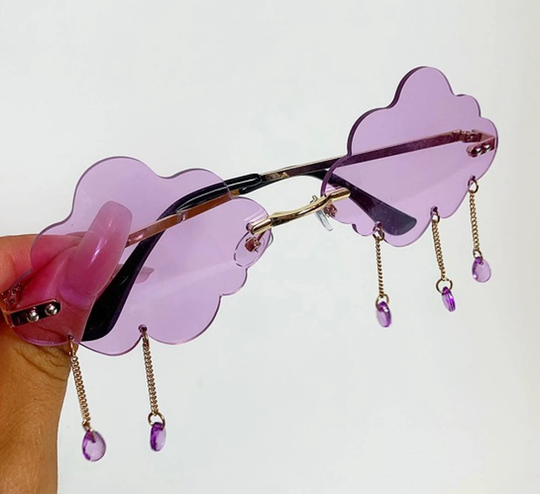 Purple Sunglasses, Cloud Purple Festival Outfit, Glasses, Rave Wear