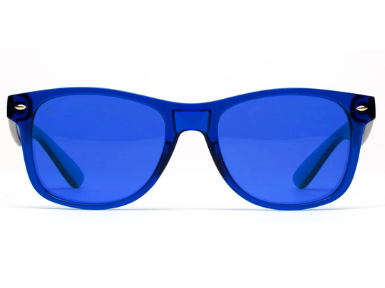 Blue Wayfarer Mood-Boosting Sunglasses With Protective Chakra Bag