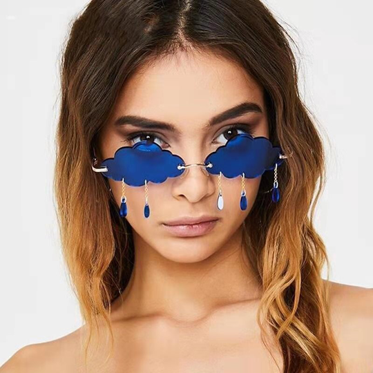 Eyewear Grey Cloud Sunglass With Raindrop Accents Ultra Sun Proof Summer All Season Accessory Unisex Tint Quality Protection Free Case