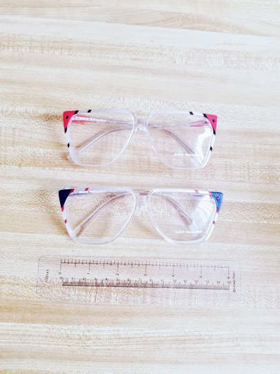 Aldo Navarro Eyewear 1980S. Mod 629. New Old Stock. Frame Italy. Very Light. Excellent Condition. Red & Blue
