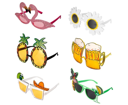 6Pairs Sunglasses, Tropical Fancy Dress Favors, Fun Summer Party Photo Booth Props, Hawaiian Prop For Childen Adults