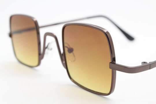 90S Vintage Small Square Sunglasses. Imposing Minimal Bronze Brown Metal Victorian Style Frame With Gradient Lenses. Steampunk. Unused Bnwt