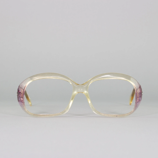 1970S Vintage Glasses | Oval 70S Eyeglasses Clear Eyeglass Frame Purple Accents Deadstock Eyewear - Colorado