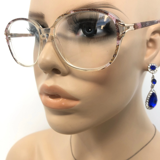 Vintage Round Eyeglasses Ladies Glasses Frame Brown Clear Used Eyeglass Frames Retro