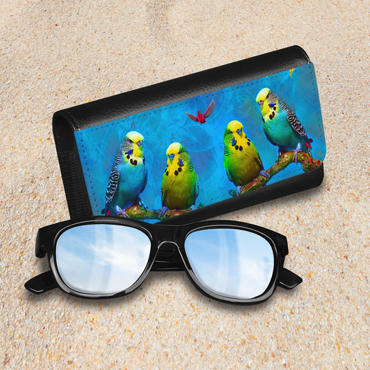 Glasses Case, Eyeglasses Vegan Leather, Sunglasses Spectacles Case For Men & Women, Gift Idea For Budgie Lovers
