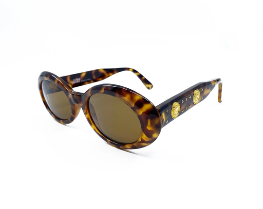 Gianni Versace 1990S Studded Sunglasses Oval Medusa Coin Logo Glasses