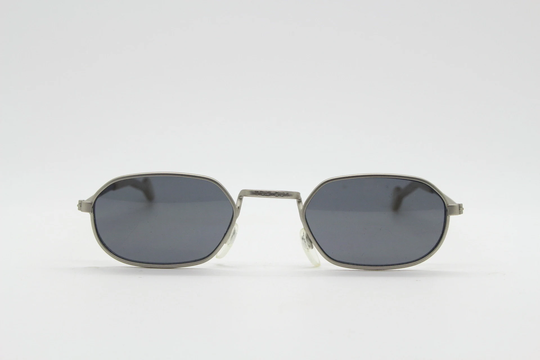 90's Super Micro Vintage Sunglasses. Minimalist Satin Metal Slim 60S Psychedelic Style Hexagon Frame. Unused Nos