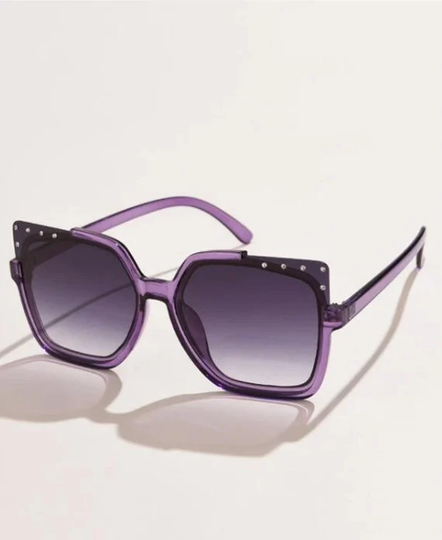 Big Oversize Square Purple Sunglasses Woman Gradient Lens Diamonds Set Boho Hippie Style Vintage 70S