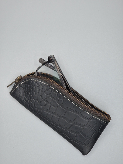 Leather Glasses Case Box Eyeglass For Men Sunglass Sleeve Pouch Ykk Zipper Glasses Pouch Birthday Gift