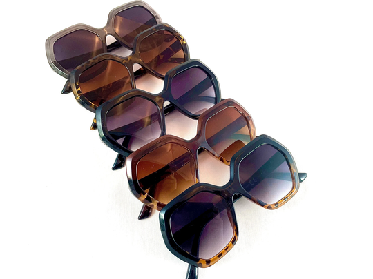 Vintage 60's Style Sunglasses, Unisex Vintage Sunglasses, Hexagon Retro Shades, Oversized Retro Frames