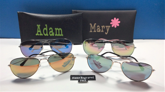 Personalized Sunglasses Engraved With A Name. Popular Aviator Style, For Birthday, Wedding, Party Gift. Super Cool Age 2 To 5