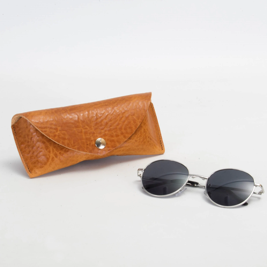 Rustic Leather Glasses Case | Full Grain Sunglasses Case Tan Handmade Pouch Sustainable Vegetable Tanned