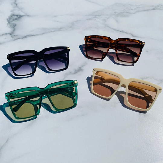 Retro Oversized Frame Lens Sunglasses | Square Amber