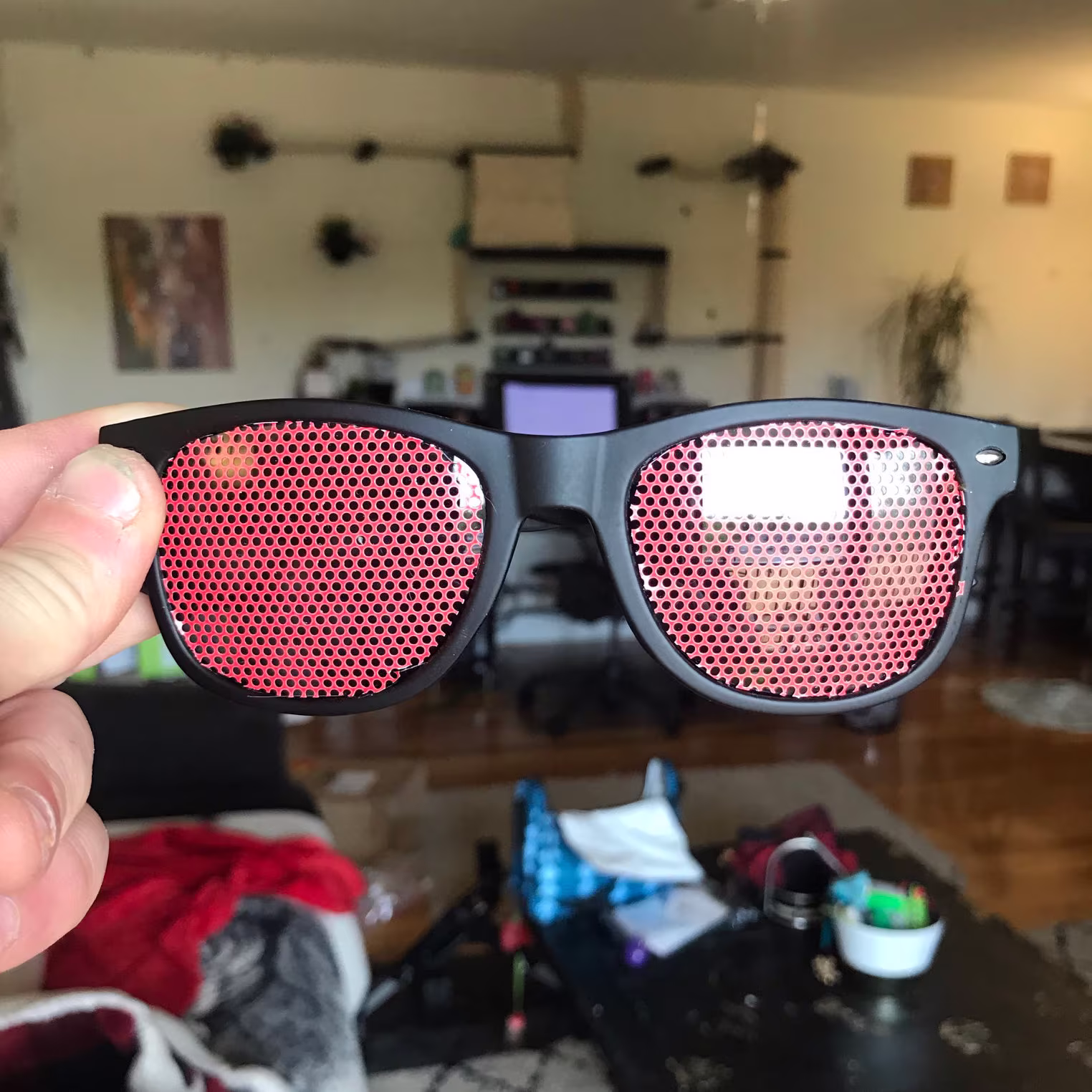Neon Red Malibu Style Graphic Wayfarer Sunglasses