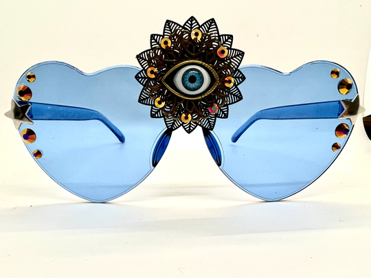 Blue Tinted Third Eye Statement Sunglasses