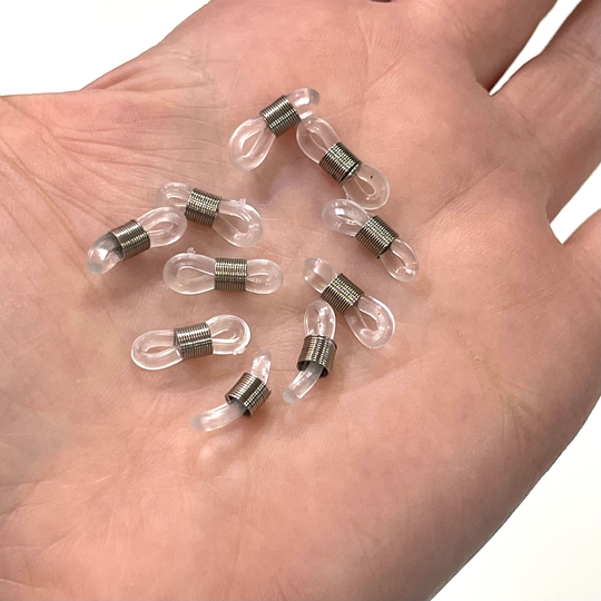 Eye Glass Holder Ends, Clear Rubberρdium Plated Springs Glasses Chain Holders - Replacement Loops For Chains