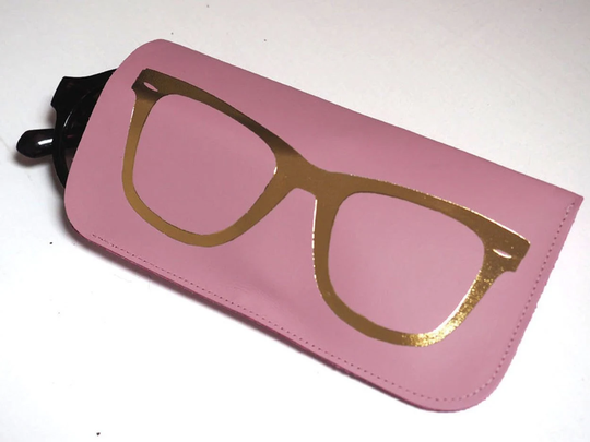 Leather Sunglasses Case in Pink & Gold, Glasses