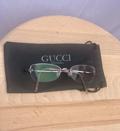Vintage Gucci Rare Titanium Purple Eyeglasses Frame, Rimless Eyeglass Frames From 1990's N