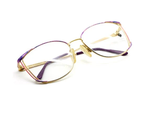 Vintage Fabergé Lunettes Beautifully Detailed Gold, Purple, Blue & Pink Ladies Eyewear