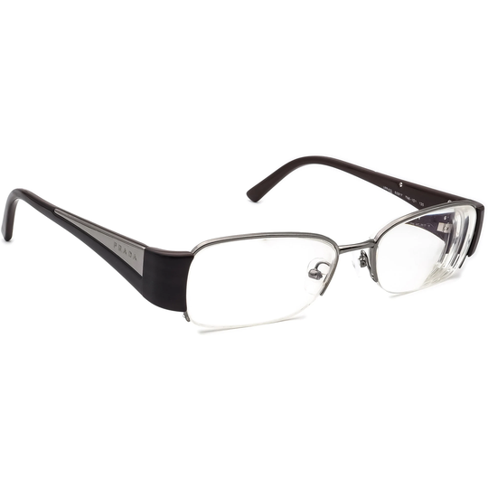 Prada Eyeglasses Vpr 63I 7N6-1O1 Gunmetal/Brown Half Rim Frame Italy 50[]17 135
