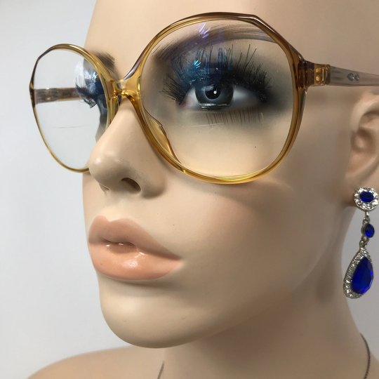Vintage Round Oversize Eyeglasses Terri Brogan 8622 Glasses Frame Amber Used Eyeglass Frames Retro