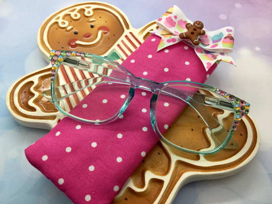 Christmas Reading Glasses, Bling Readers, Gingerbread Man Cupcake Eyeglasses Case