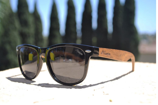 Zebra Wood Sunglasses. Grey Polarized Lenses, Canyon Nine Mile