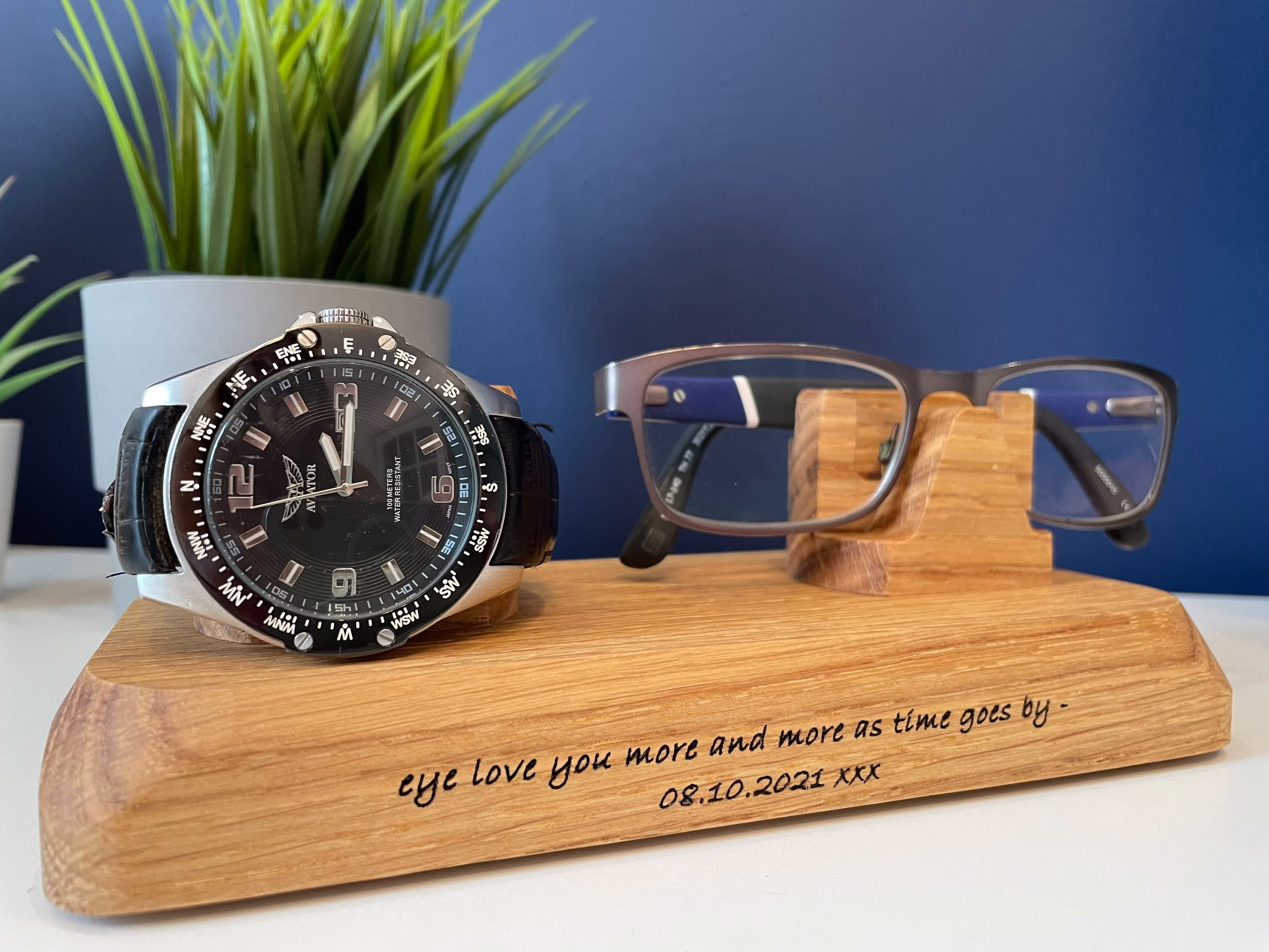 Watch & Glasses, Spectacle Stand, Eyeglasses Holder, Gift For Father Of The Bride, Best Man, Grandad, Mum, Dad, Bedside Accessory