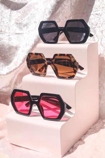 Octagon Chunky Sunglasses - Vintage Sunglasses, Trendy Funky Cool Shades For Women, Retro
