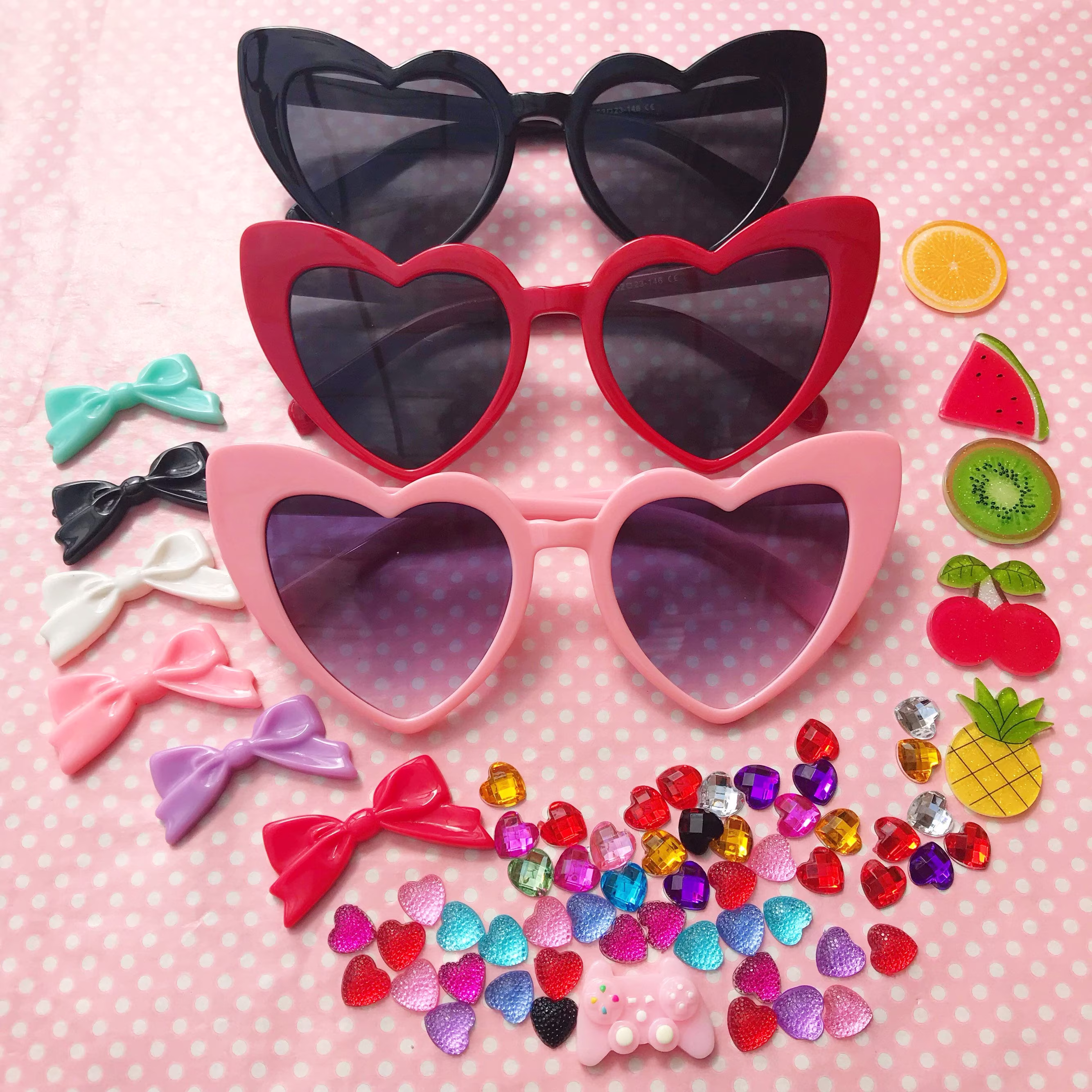 Design Your Own Heart Shaped Sunglasses in Pink Red White Or Black Completely Customisable Kids Children