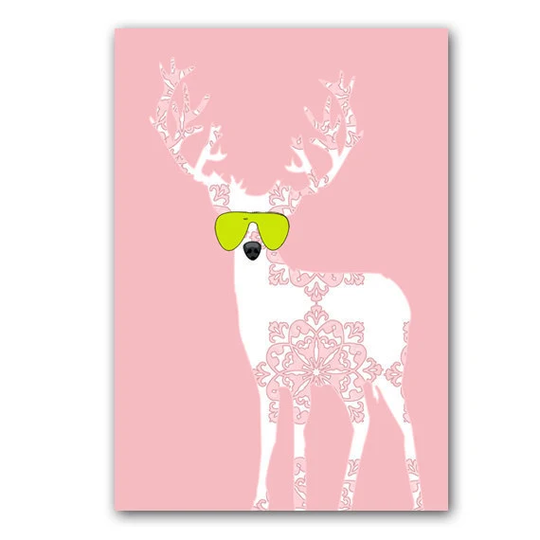 Deer With Sunglasses On, Pink Damask, Damask Designs, Pink Color, Kids Art Prints, Reindeer, Nursery Decor, Sunglass Deer