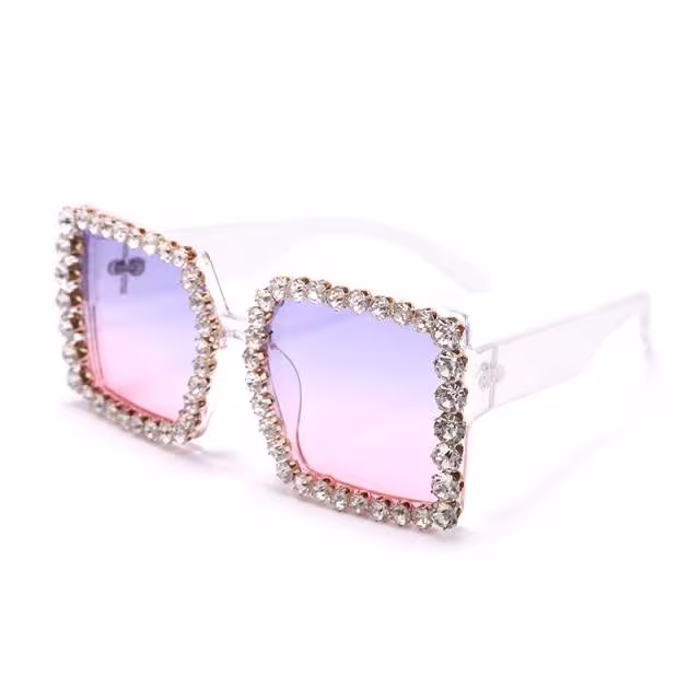 Rhinestone Sunglasses | Oversized Square Frames Posh Eyewear