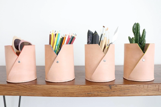 Multi Purpose Natural Leather Cup "W