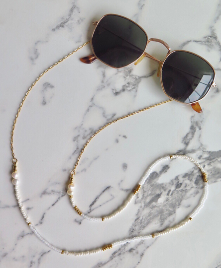 Sunglasses Chain | Beaded Sunglasses Freshwater Pearl Chain Handmade Glasses Gold 24K Plated