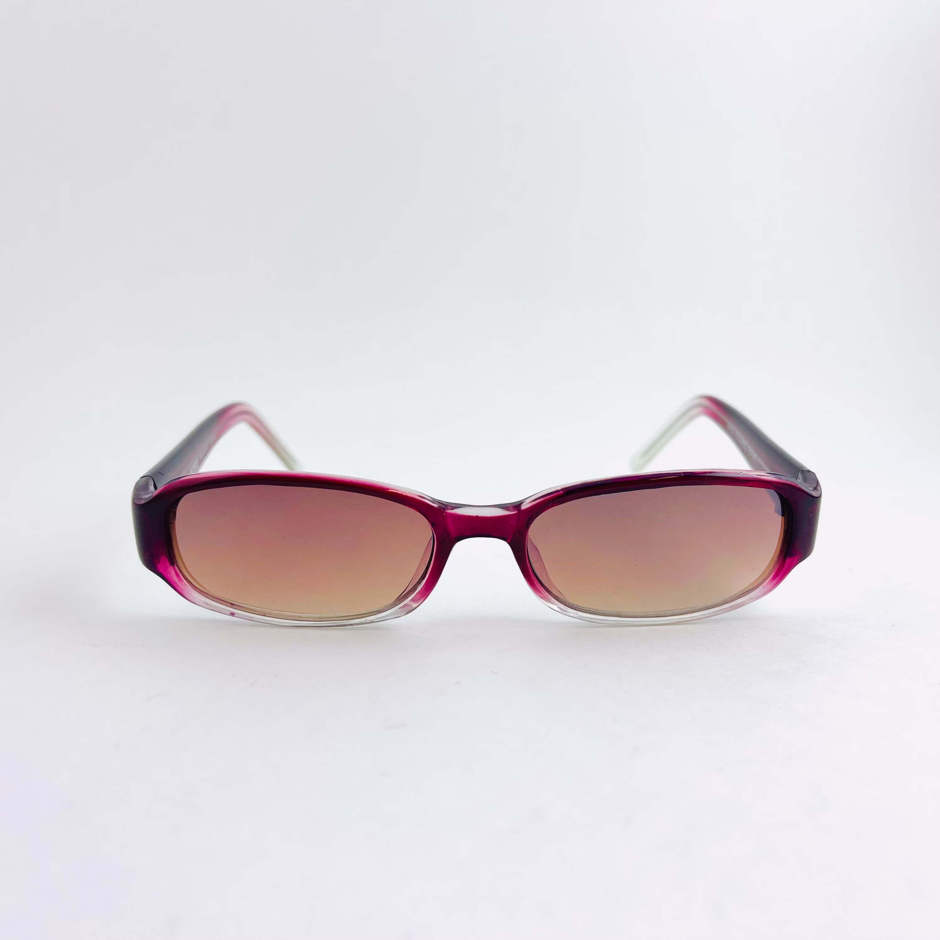 Authentic Y2K Rectangle Purple Frame Sunglasses With Brown Mirror Lens