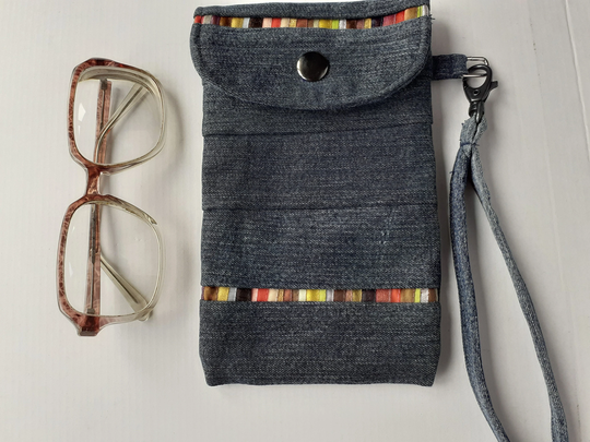 Iphone Glasses Case Sunglasses Denim Patchwork Padded Quilted Holder Gift Idea