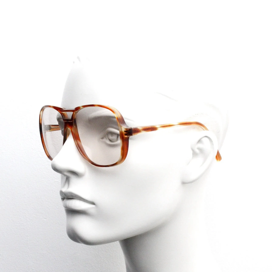 70S Vintage Big Square Aviator Sunglasses Made in Italy. Luxury Real Glass Polarising Lenses A Vibrant Mottled Brown Frame. Mens Aviators