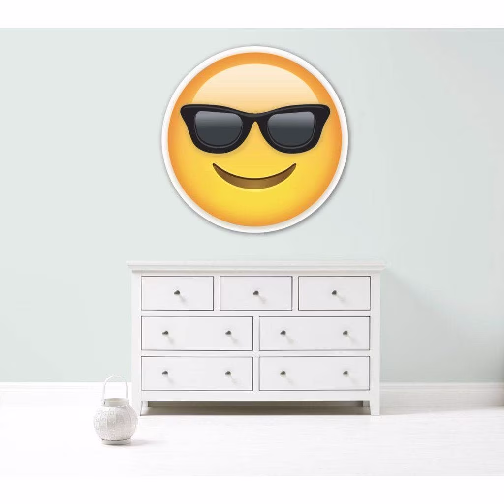 Emoji Sunglasses Cool Giant Wall Art Sticker Kit Decal Mural Graphic Emoticon Girls Boys Bedroom
