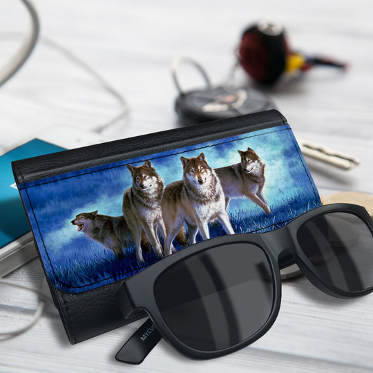 Glasses Case, Wolf Eyeglasses Vegan Leather, Sunglasses Spectacles Case For Men & Women, Lovers Gift Idea
